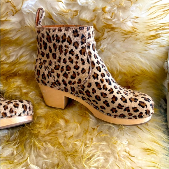 Swedish Hasbeens Boots Zip It Emy Clog Leopard Ankle Bootie - Picture 5 of 10